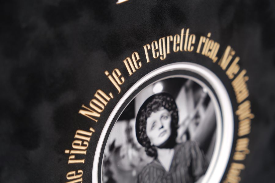 Edith Piaf Signed White Card Display - Memorabilia Framers Shop