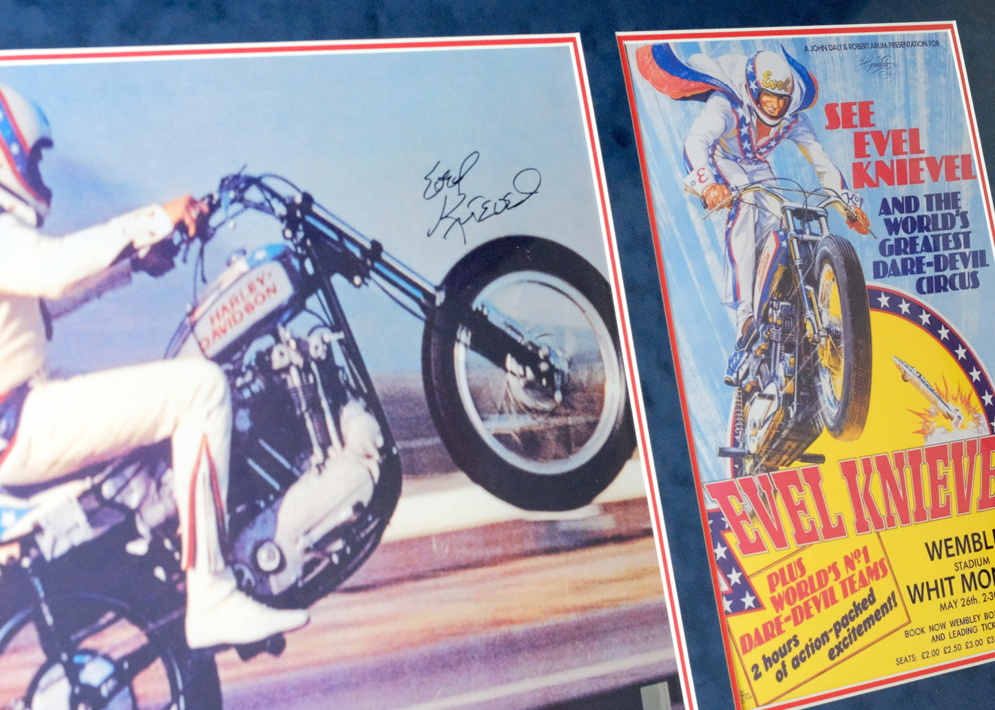Evel Knievel Signed Photograph Framed Display