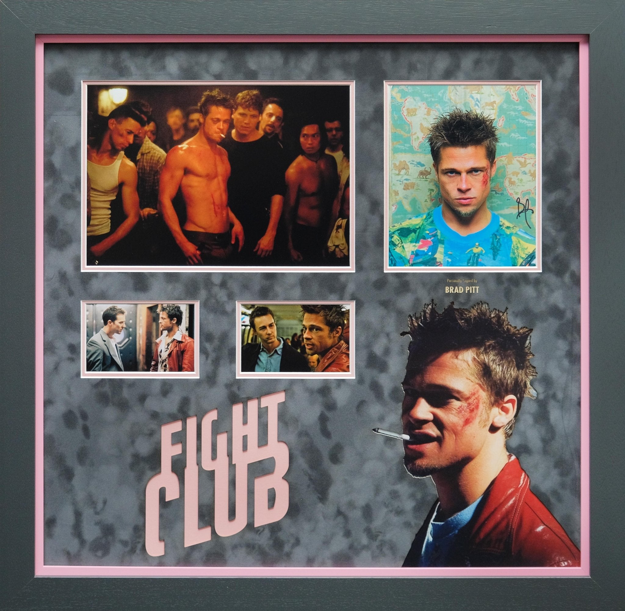 Fight Club Framed Display Signed by Brad Pitt - Memorabilia Framers Shop