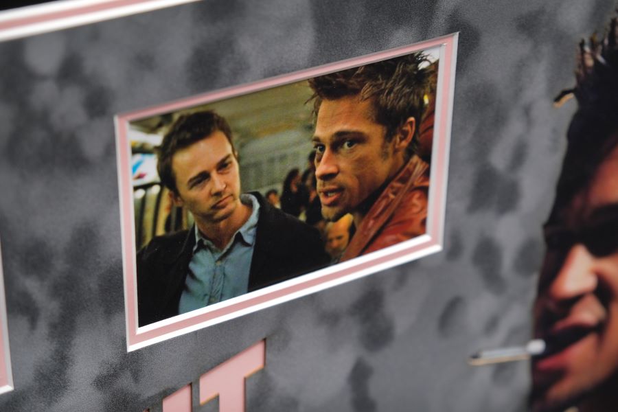 Fight Club Framed Display Signed by Brad Pitt - Memorabilia Framers Shop