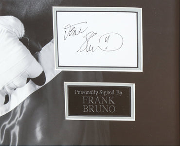 Frank Bruno Signed White card Framed Display - Memorabilia Framers Shop