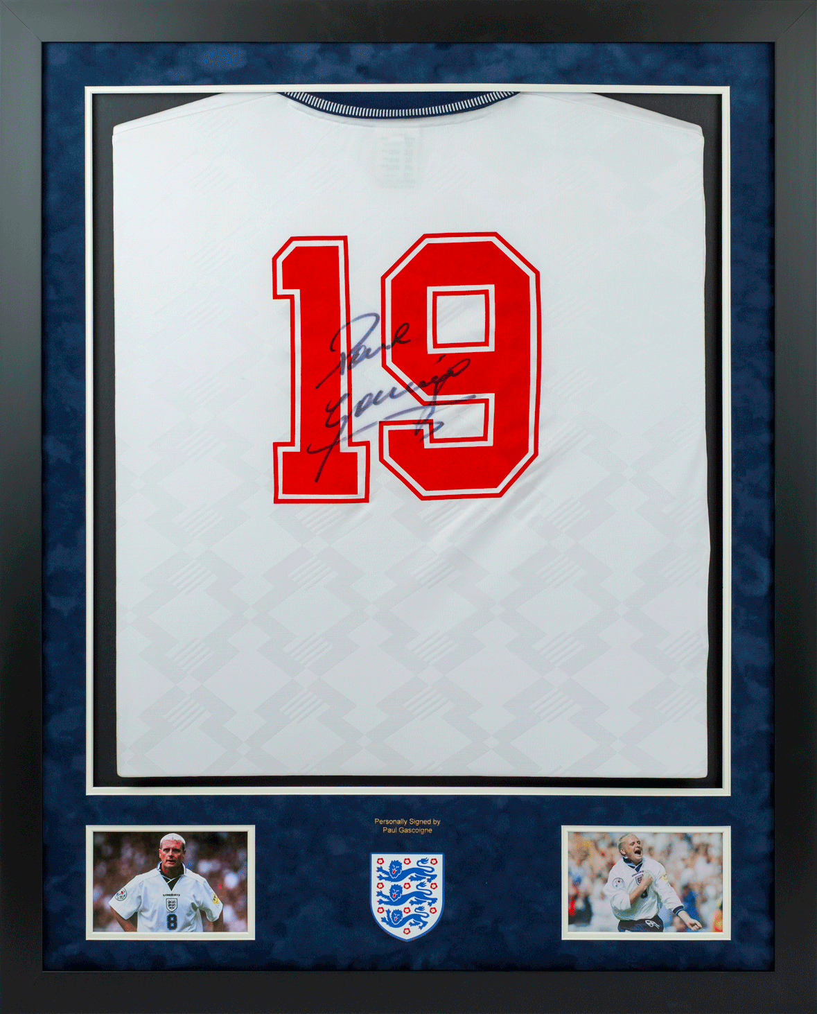 Paul Gascoigne Signed England Shirt Framed Display