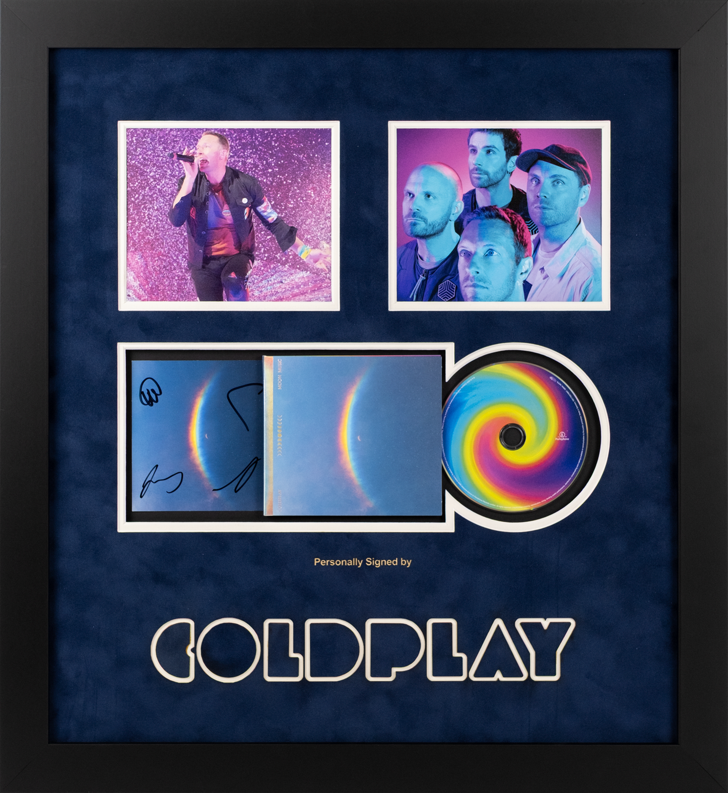 Coldplay Full Band Signed 'Moonmusic' CD Display