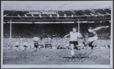 Geoff Hurst Signed 12x8 Photograph and Martin Peters Signed White Card Framed Display - Memorabilia Framers Shop