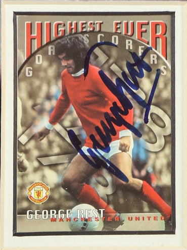 George Best Signed Man United 6x8 Football Card Framed Display - Memorabilia Framers Shop