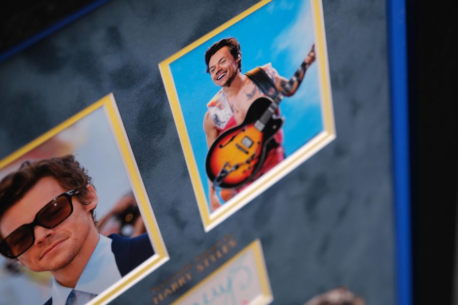 Harry Styles White Card Photograph Display - Memorabilia Framers Shop