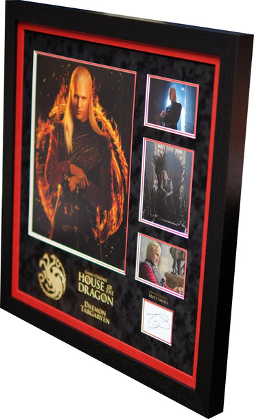 House of Dragons Matt Smith Signed White Card Framed Display - Memorabilia Framers Shop