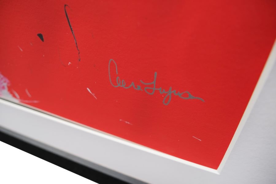 Impact Art created and Signed by Alex Ferguson Framed in Red - Memorabilia Framers Shop