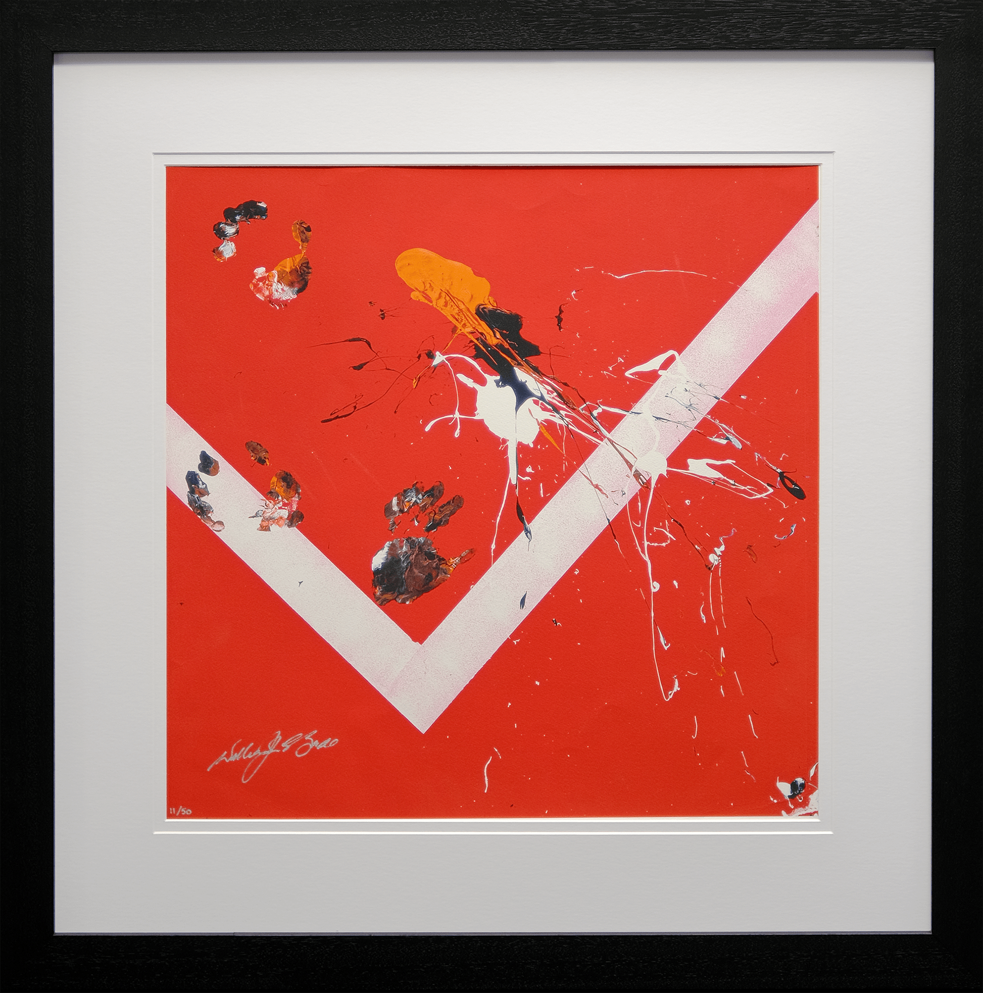 Impact Art created and Signed by Willie John McBride Framed in Black - Memorabilia Framers Shop