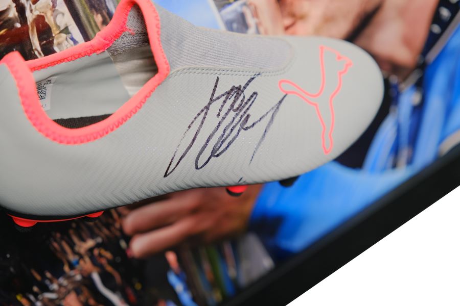 Jack Grealish Signed Man City Boot Framed Display - Memorabilia Framers Shop