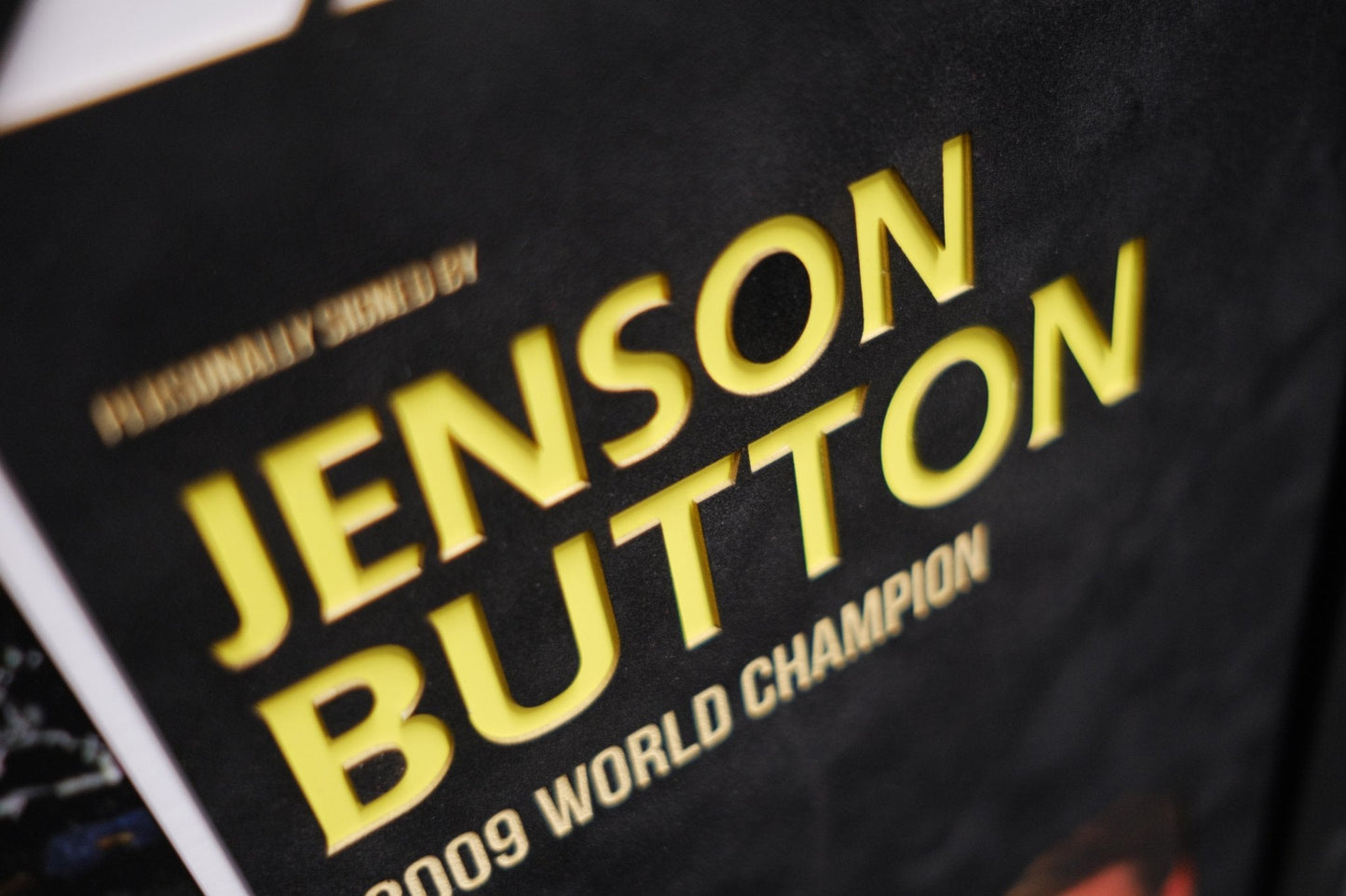 Jenson Button signed white card Formula one world champion - Memorabilia Framers Shop