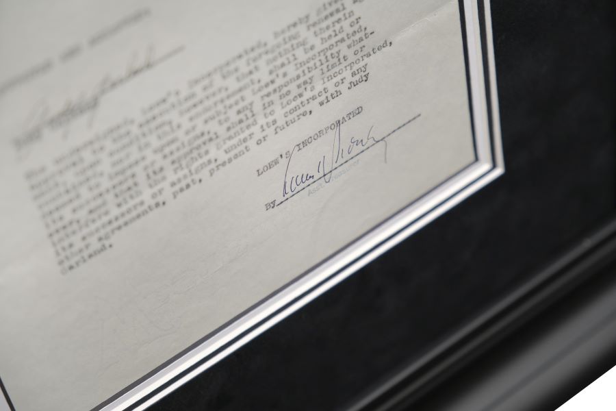 Judy Garland Signed Original Contract Display - Memorabilia Framers Shop
