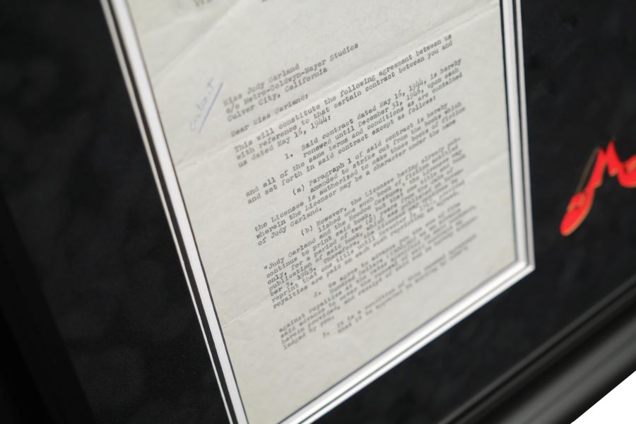 Judy Garland Signed Original Contract Display - Memorabilia Framers Shop