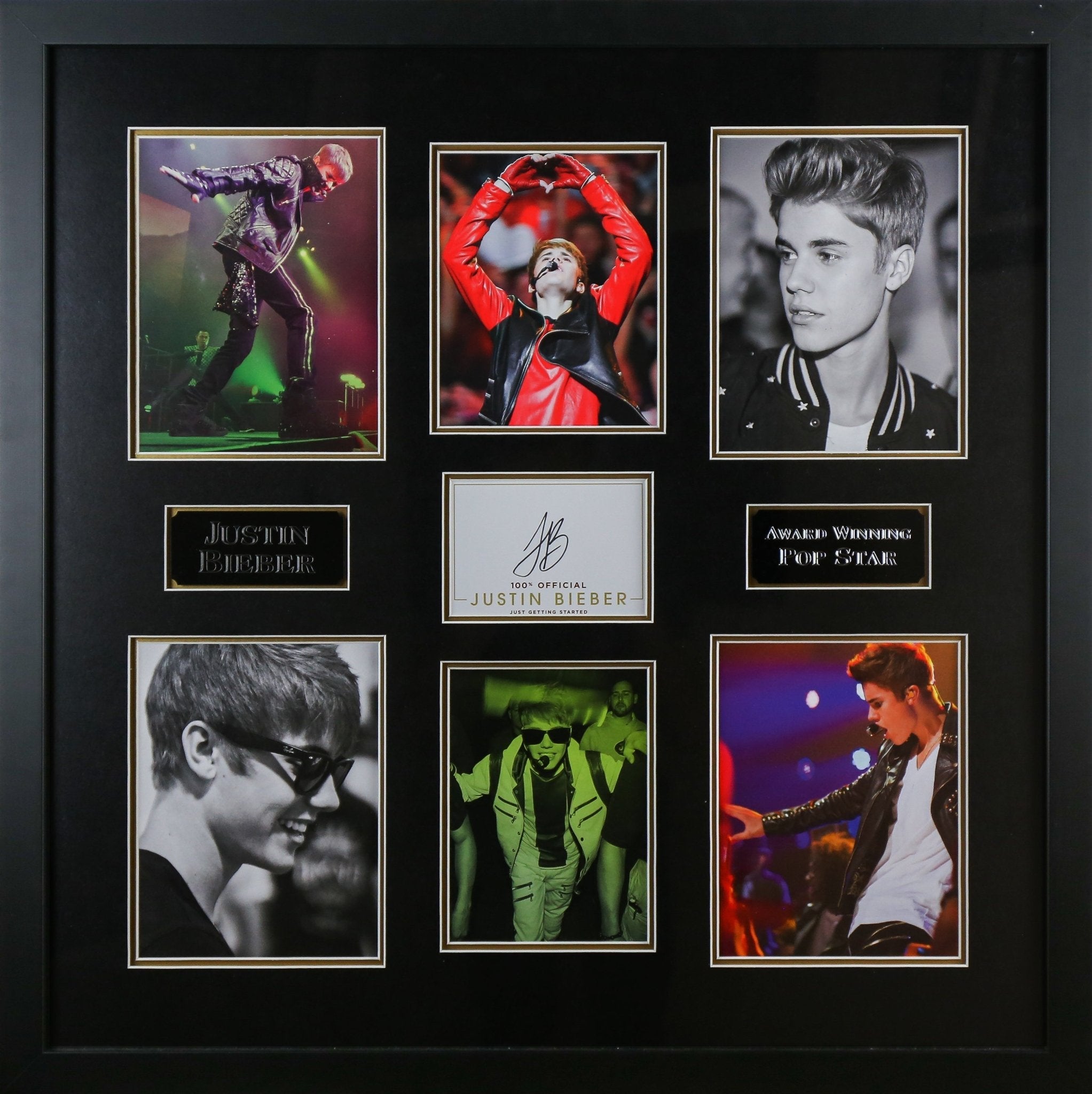 Justin Bieber Signed White card Framed Display - Memorabilia Framers Shop