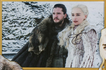 Kit Harrington and Emilia Clarke Signed Game of Thrones 12x8 Photograph Framed Display - Memorabilia Framers Shop