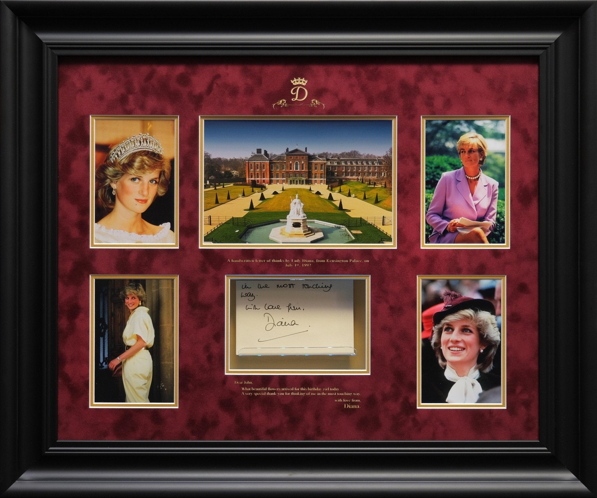 Lady Diana Montage With Signed Message White Card - Memorabilia Framers Shop