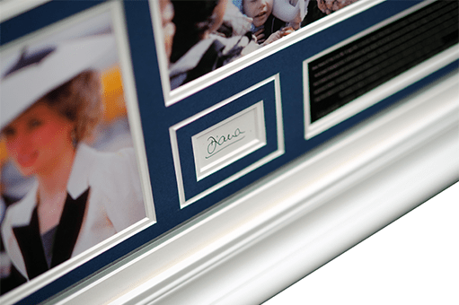 Lady Diana Montage With Signed White Card - Memorabilia Framers Shop