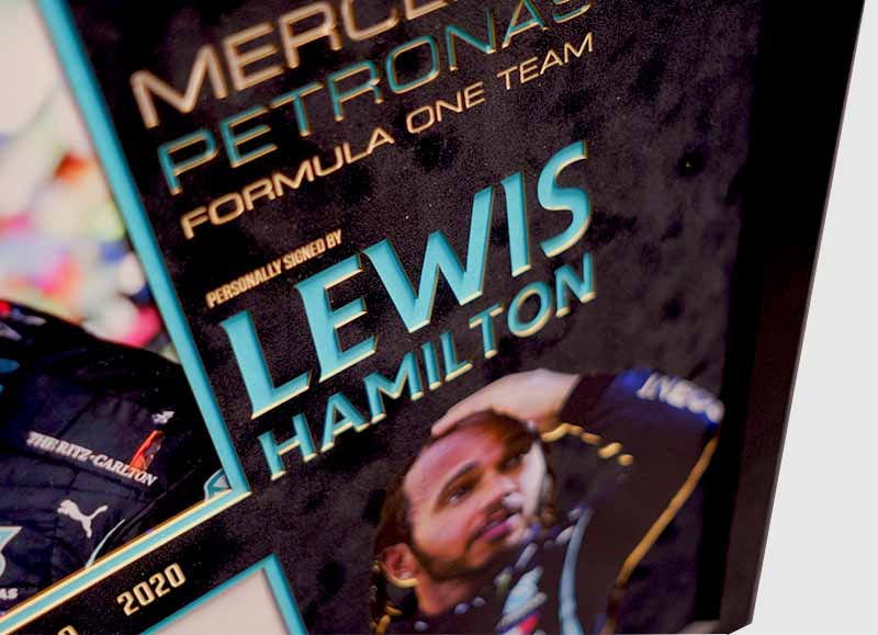 Lewis Hamilton signed whitecard Formula One - Memorabilia Framers Shop