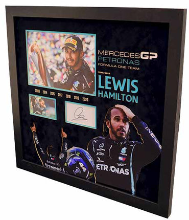 Lewis Hamilton signed whitecard Formula One - Memorabilia Framers Shop