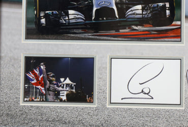 Lewis Hamilton Signed Whitecard Framed Display - Memorabilia Framers Shop