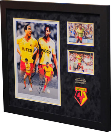 Luther Blissett and John Barnes Signed Watford Photograph Framed Display - Memorabilia Framers Shop