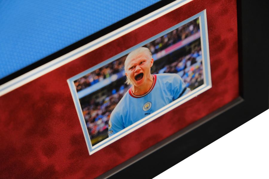 Manchester City Framed Shirt Signed by Erling Haaland - Memorabilia Framers Shop