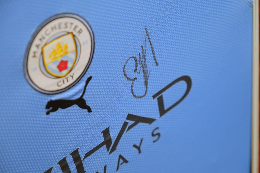 Manchester City Framed Shirt Signed by Erling Haaland - Memorabilia Framers Shop