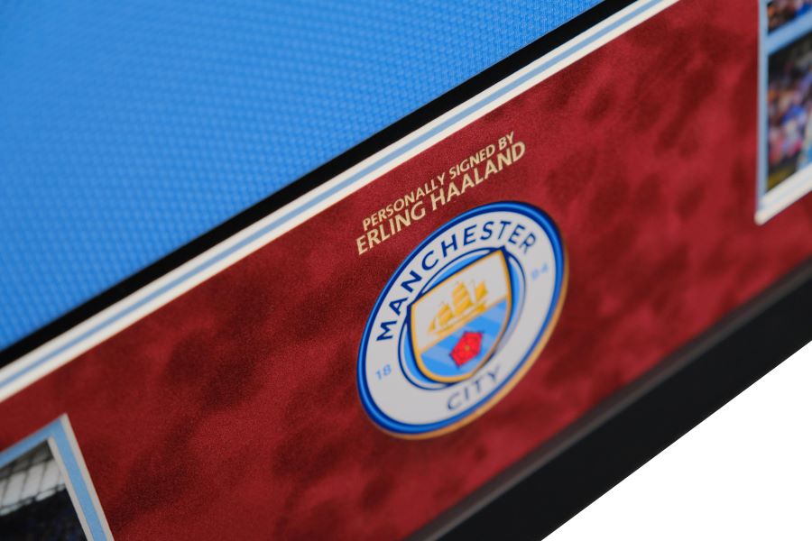 Manchester City Framed Shirt Signed by Erling Haaland - Memorabilia Framers Shop