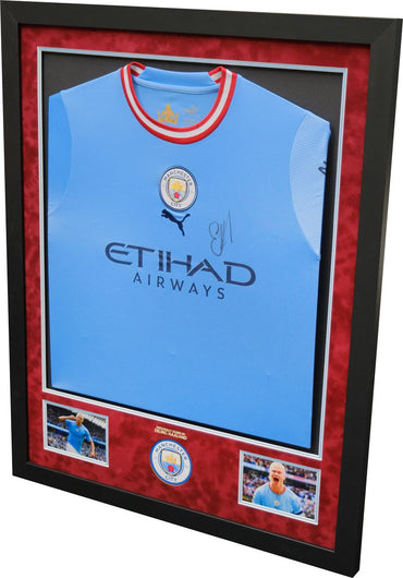Manchester City Framed Shirt Signed by Erling Haaland - Memorabilia Framers Shop