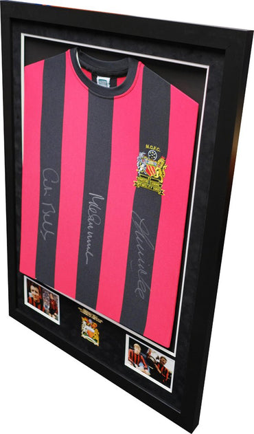 Manchester City Legends shirt Mike Summerbee, Francis Lee, Colin Bell & Tony Book - Memorabilia Framers Shop