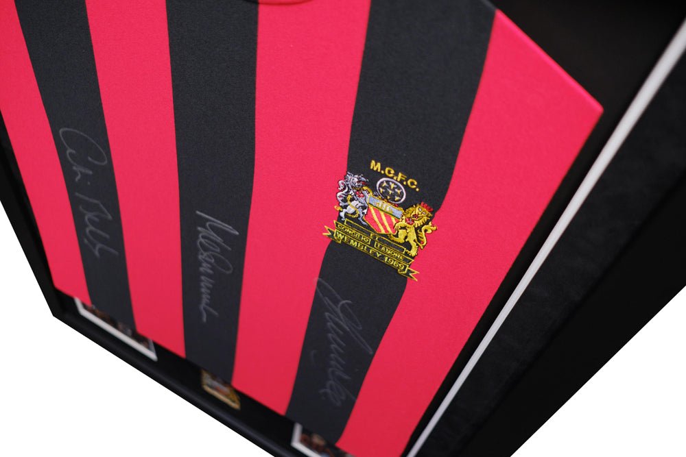 Manchester City Legends shirt Mike Summerbee, Francis Lee, Colin Bell & Tony Book - Memorabilia Framers Shop