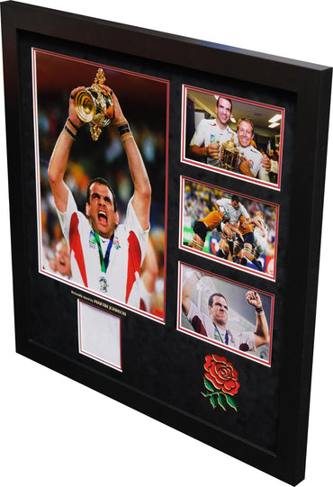 Martin Johnson Signed White Card Framed Display - Memorabilia Framers Shop