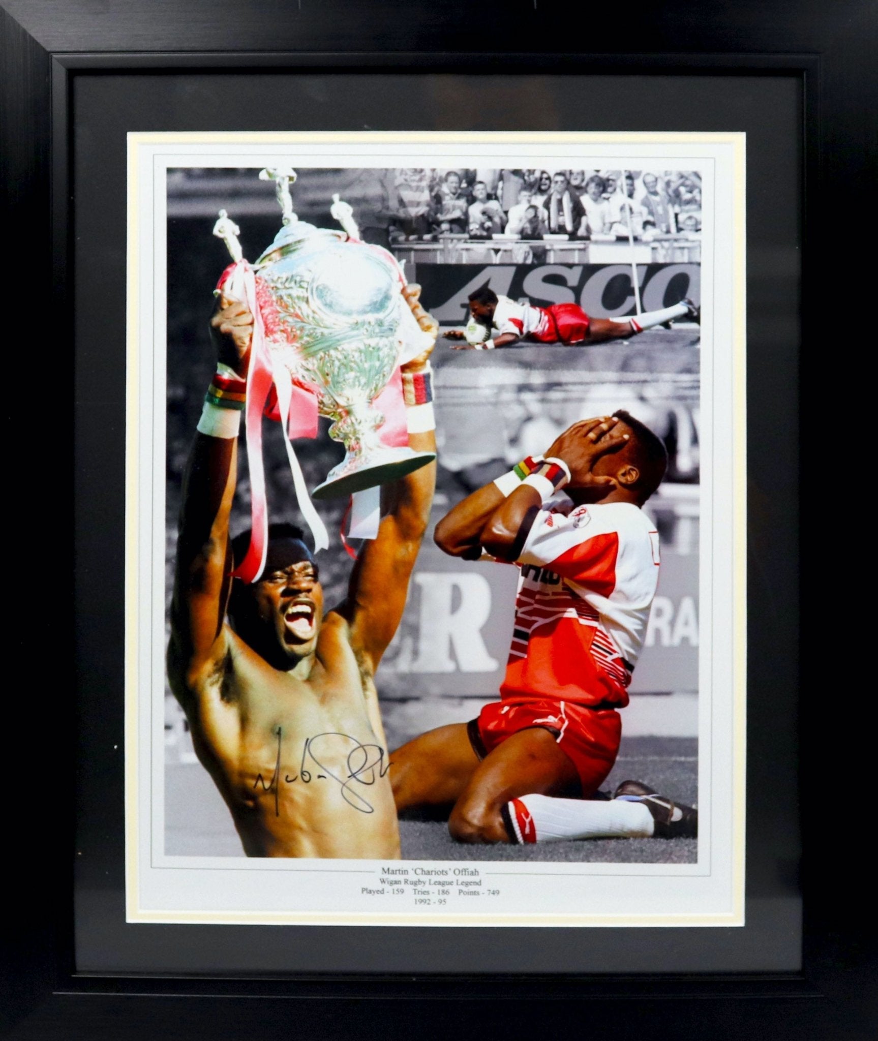 Martin Offiah Signed Photo Framed Display - Memorabilia Framers Shop