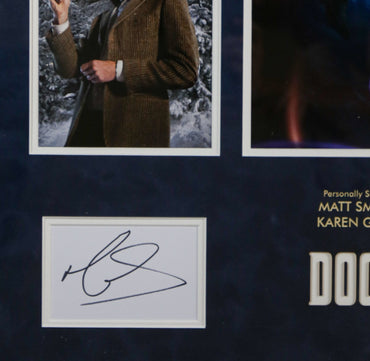 Matt Smith and Karen Gillan Signed Doctor Who Whitecard Framed Display - Memorabilia Framers Shop