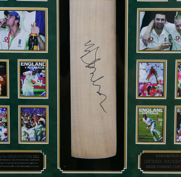 Michael Vaughan Signed Cricket Bat Display Framed - Memorabilia Framers Shop