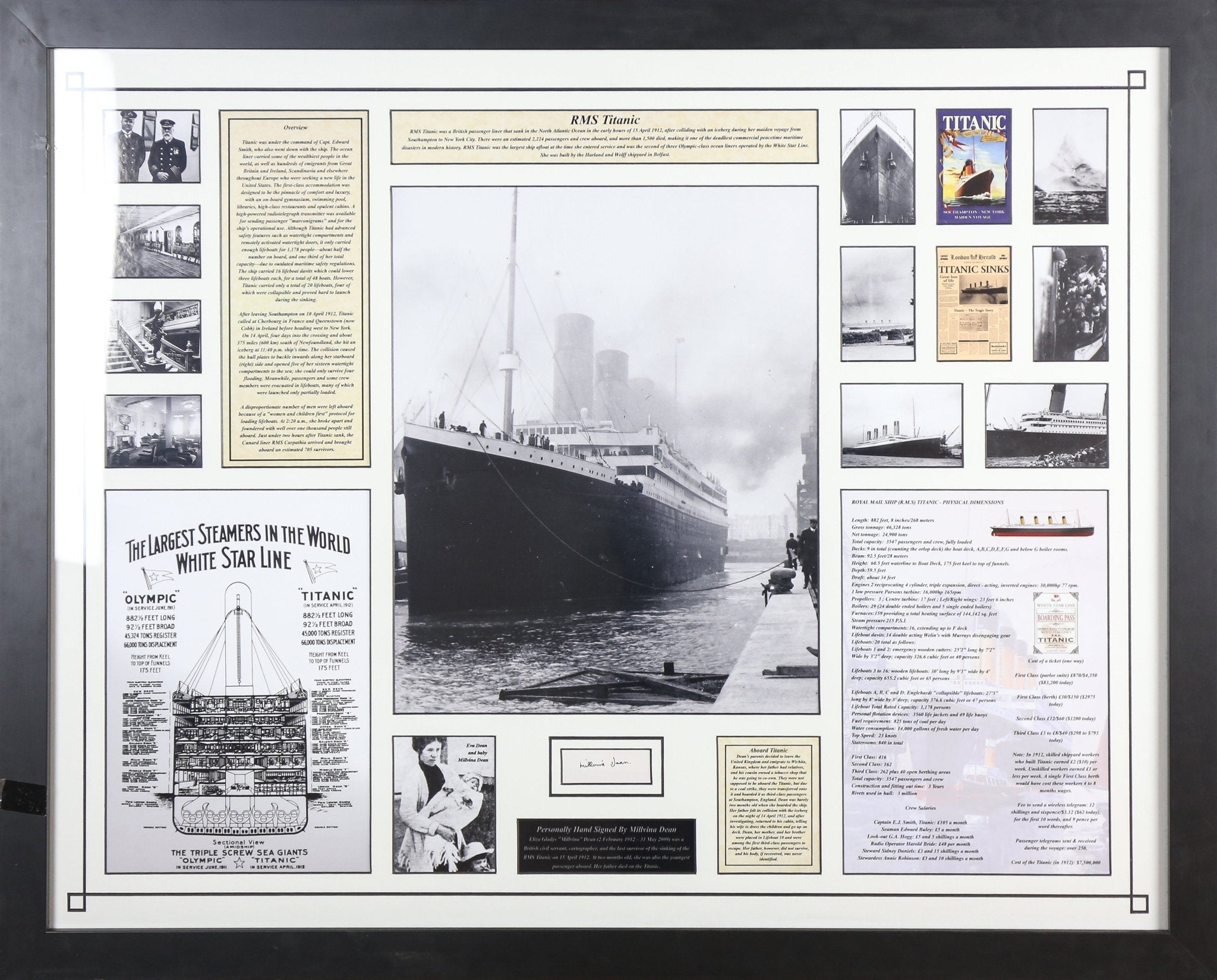 Milvena Dean signed Titanic Framed Display - Memorabilia Framers Shop