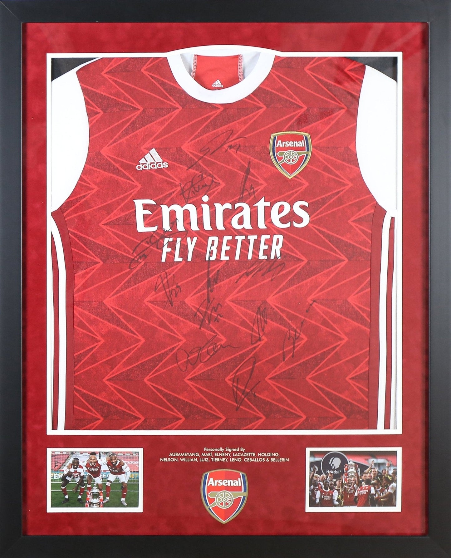 Multi Signed Arsenal Shirt Framed Display - Memorabilia Framers Shop