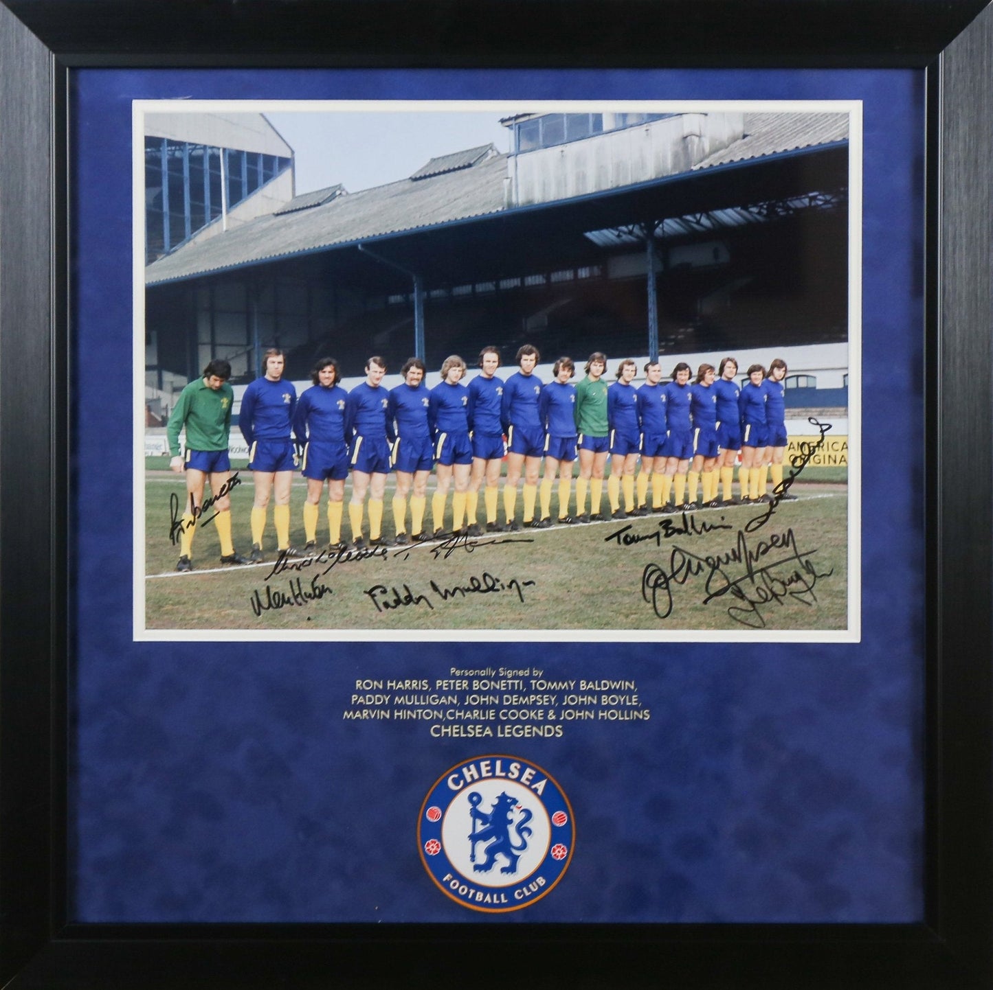 Multi Signed Chelsea legends 12 x 16 Photograph Framed Display - Memorabilia Framers Shop