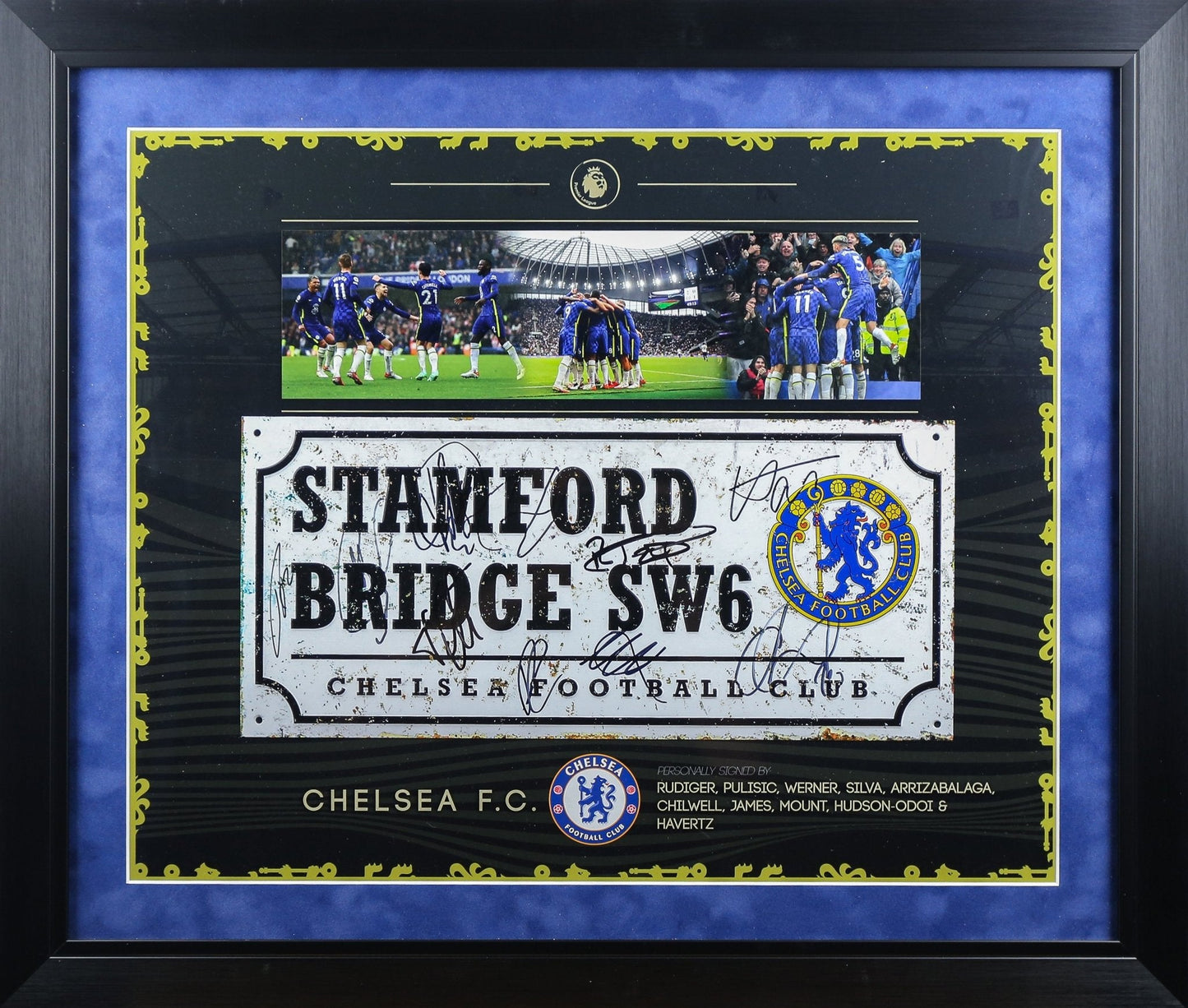 Multi Signed Chelsea Roadsign Framed Display - Memorabilia Framers Shop