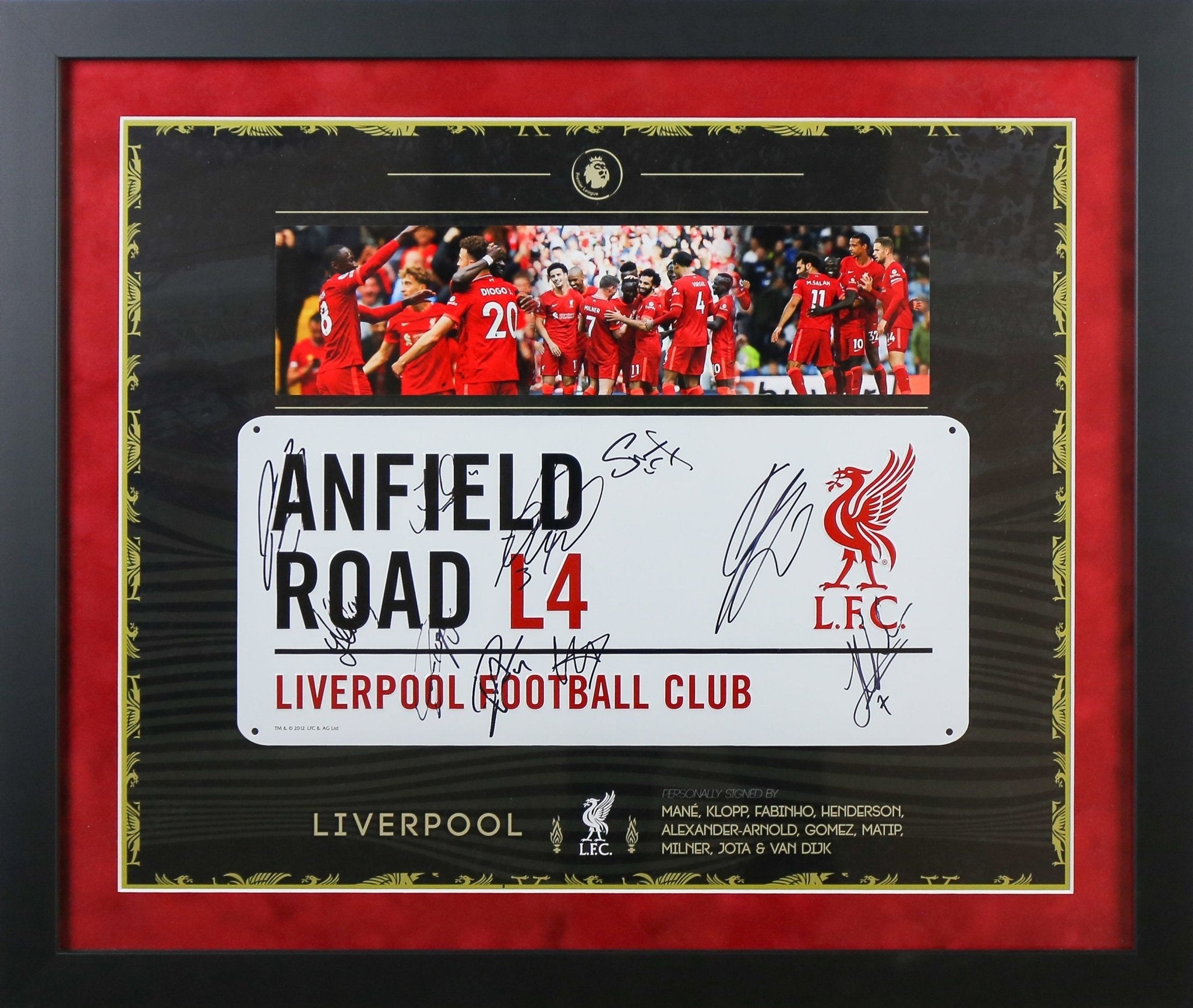 Multi Signed Liverpool Roadsign Framed Display - Memorabilia Framers Shop