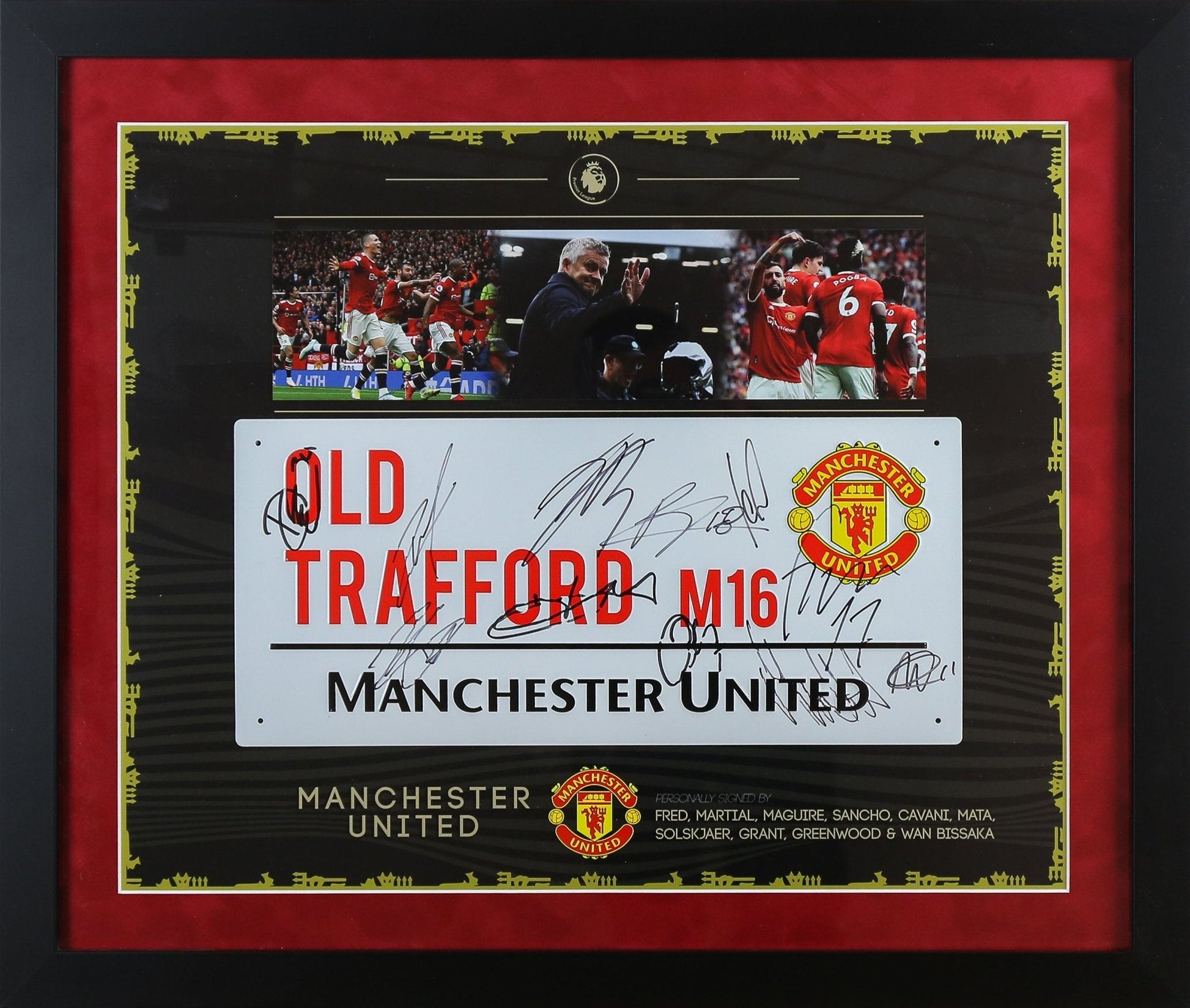 Multi Signed Man United Roadsign Framed Display - Memorabilia Framers Shop