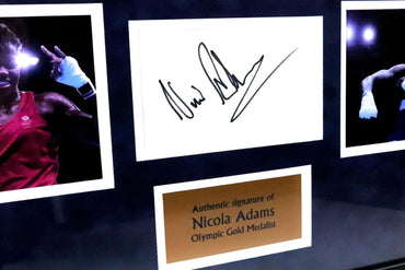Nicola Adams Signed White Card Framed Display