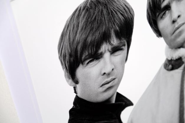 Noel Gallagher and Liam Gallagher Signed Oasis White Card Framed Display - Memorabilia Framers Shop