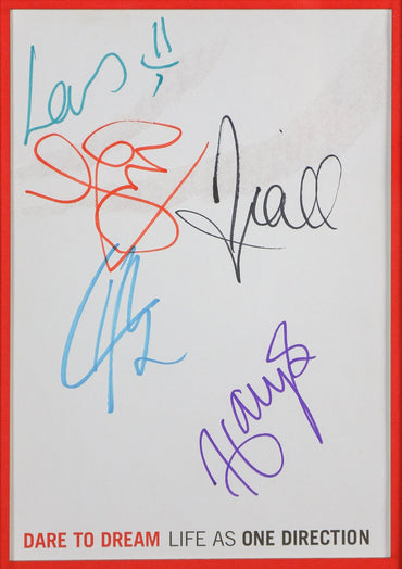One Direction Signed White card Display Framed - Memorabilia Framers Shop