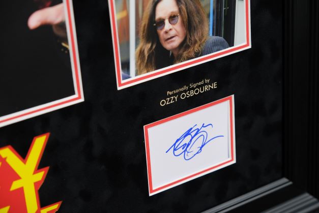 Ozzy Osbourne Signed White Card Display - Memorabilia Framers Shop