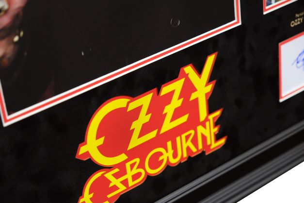 Ozzy Osbourne Signed White Card Display - Memorabilia Framers Shop