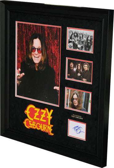 Ozzy Osbourne Signed White Card Display - Memorabilia Framers Shop