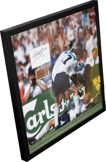 Paul Gascogine Signed White Card Framed Display - Memorabilia Framers Shop