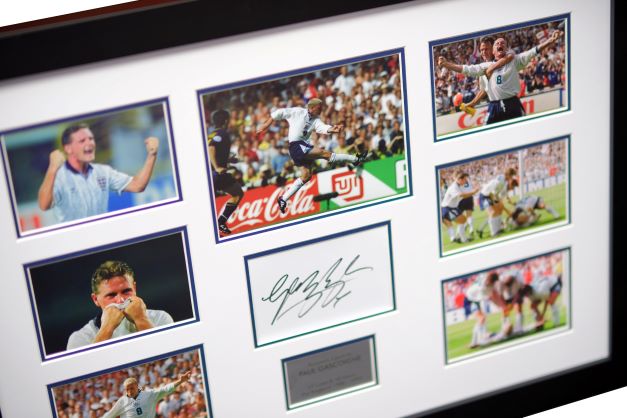 Paul Gascoigne Signed White Card Display England - Memorabilia Framers Shop