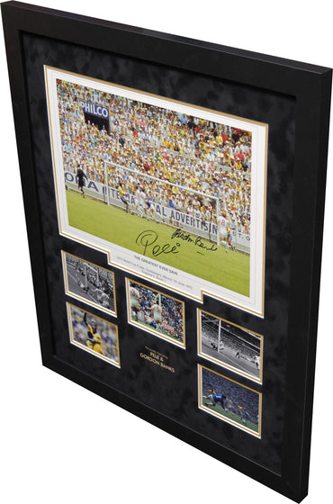 Pele and Banks signed Photograph Framed Display - Memorabilia Framers Shop